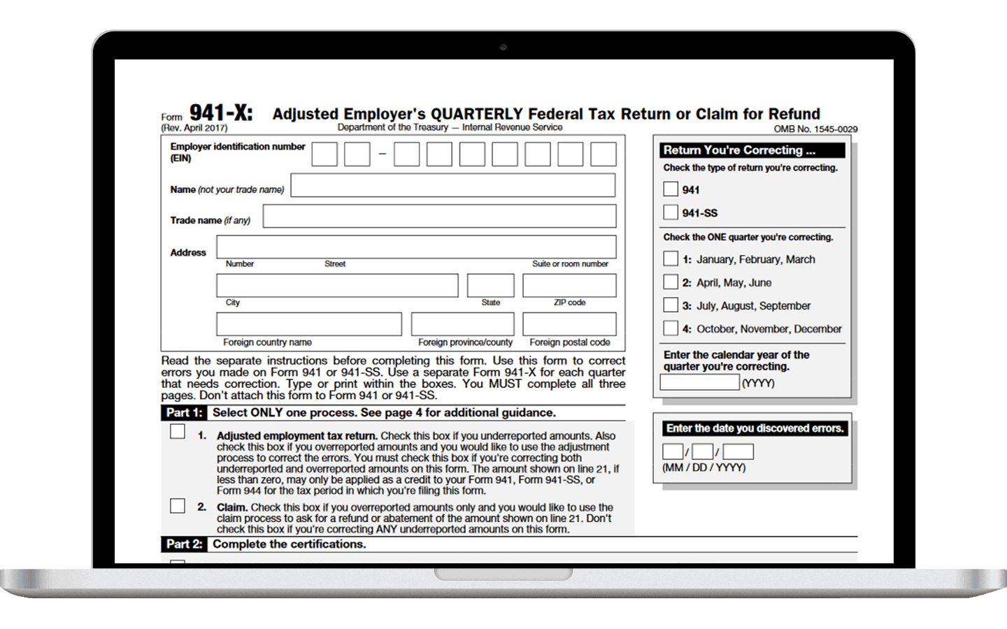 Fillable Form 941-X